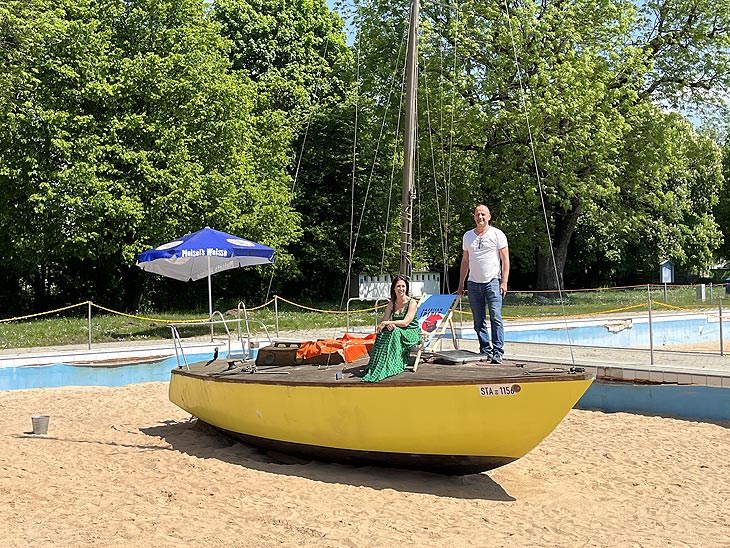 Michi Kern & Nicole Gargitter (SWM B&auml;derleitung) im Fluffy Clouds  (&copy;Foto: Martin Schmitz)